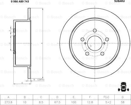 BOSCH 0 986 AB9 743 - Kočioni disk www.molydon.hr