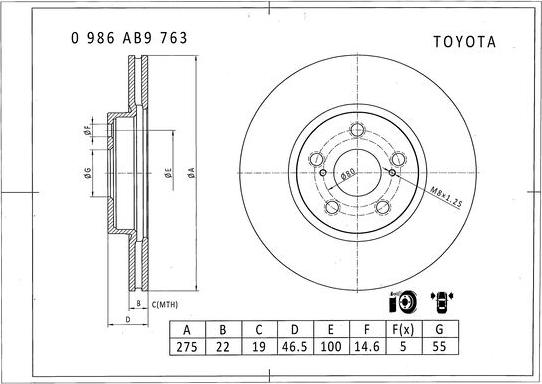 BOSCH 0 986 AB9 763 - Kočioni disk www.molydon.hr