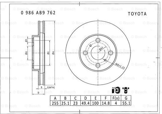 BOSCH 0 986 AB9 762 - Kočioni disk www.molydon.hr