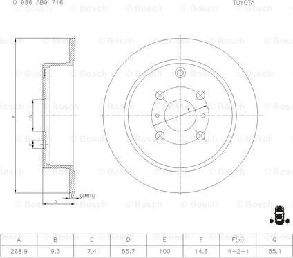 BOSCH 0 986 AB9 716 - Kočioni disk www.molydon.hr