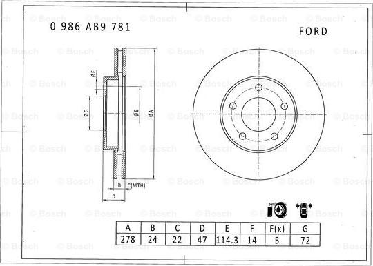 BOSCH 0 986 AB9 781 - Kočioni disk www.molydon.hr