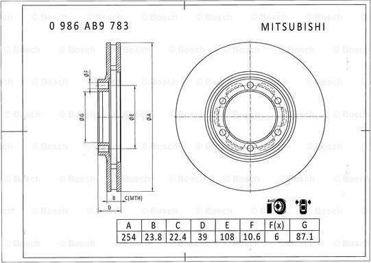 BOSCH 0 986 AB9 783 - Kočioni disk www.molydon.hr