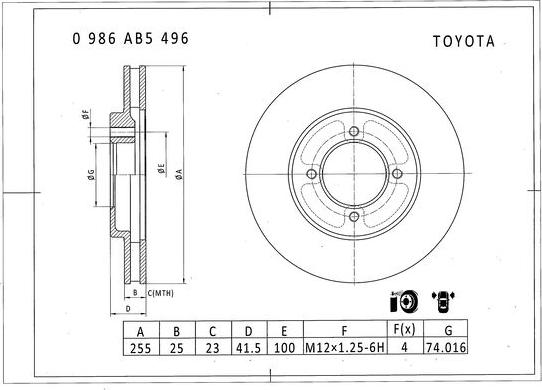 BOSCH 0 986 AB5 496 - Kočioni disk www.molydon.hr