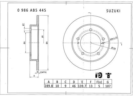 BOSCH 0 986 AB5 445 - Kočioni disk www.molydon.hr