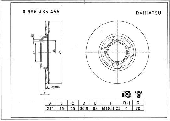 BOSCH 0 986 AB5 456 - Kočioni disk www.molydon.hr