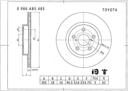 BOSCH 0 986 AB5 485 - Kočioni disk www.molydon.hr