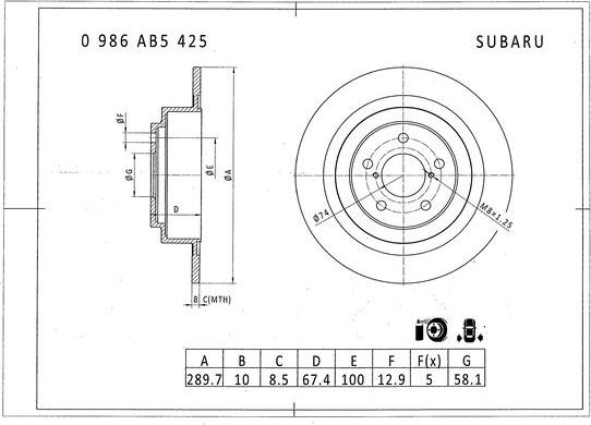 BOSCH 0 986 AB5 425 - Kočioni disk www.molydon.hr