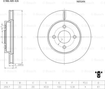 BOSCH 0 986 AB5 426 - Kočioni disk www.molydon.hr