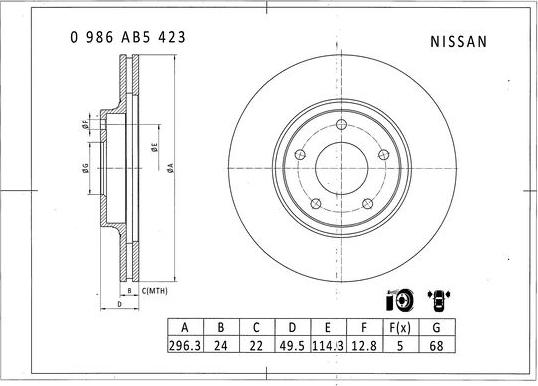 BOSCH 0 986 AB5 423 - Kočioni disk www.molydon.hr