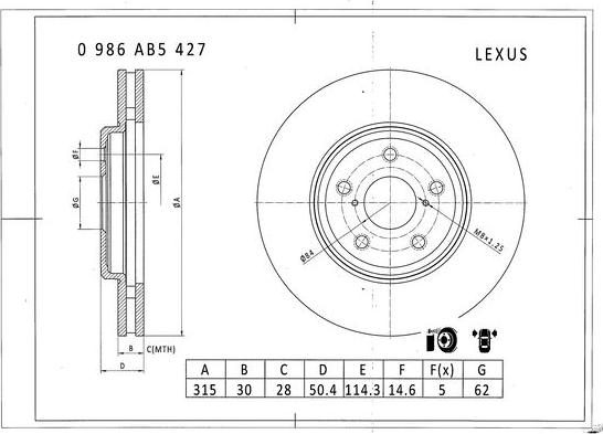 BOSCH 0 986 AB5 427 - Kočioni disk www.molydon.hr