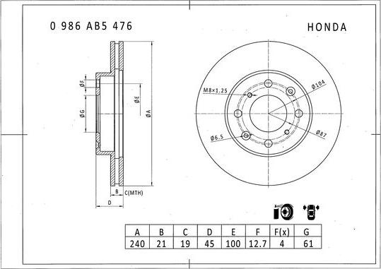 BOSCH 0 986 AB5 476 - Kočioni disk www.molydon.hr