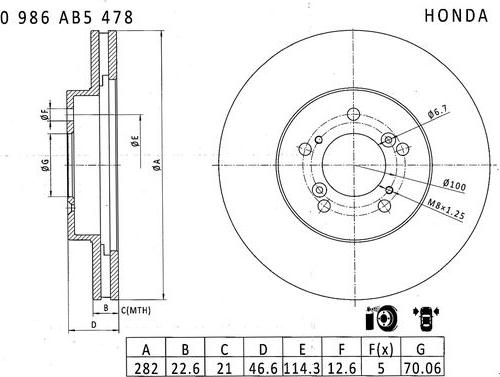 BOSCH 0 986 AB5 478 - Kočioni disk www.molydon.hr