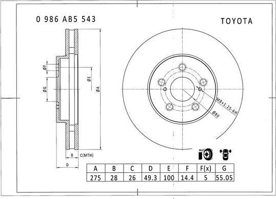 BOSCH 0 986 AB5 543 - Kočioni disk www.molydon.hr