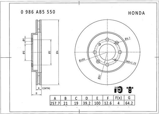 BOSCH 0 986 AB5 550 - Kočioni disk www.molydon.hr