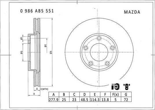 BOSCH 0 986 AB5 551 - Kočioni disk www.molydon.hr