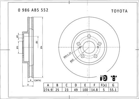 BOSCH 0 986 AB5 552 - Kočioni disk www.molydon.hr