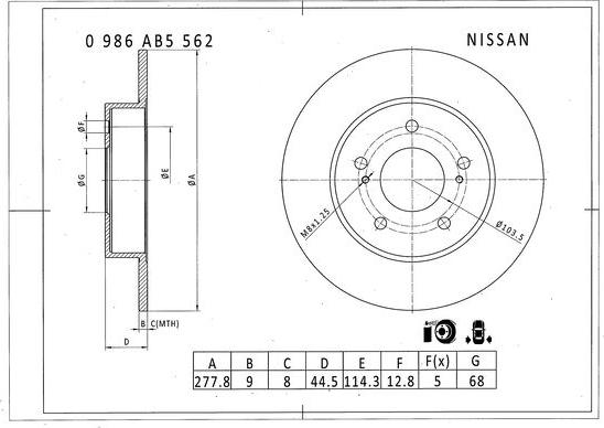 BOSCH 0 986 AB5 562 - Kočioni disk www.molydon.hr