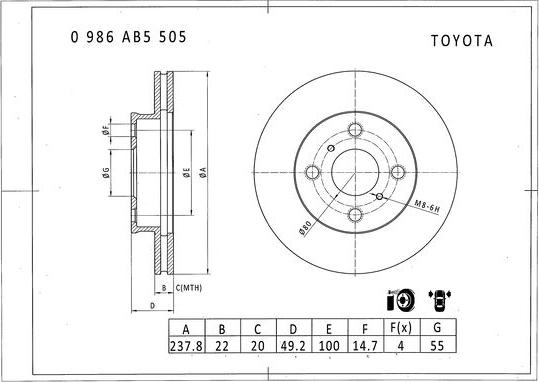 BOSCH 0 986 AB5 505 - Kočioni disk www.molydon.hr