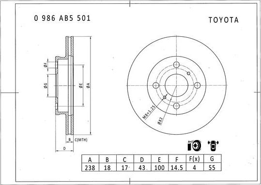 BOSCH 0 986 AB5 501 - Kočioni disk www.molydon.hr