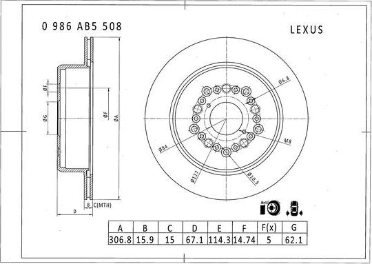 BOSCH 0 986 AB5 508 - Kočioni disk www.molydon.hr