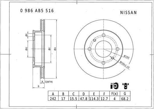 BOSCH 0 986 AB5 516 - Kočioni disk www.molydon.hr