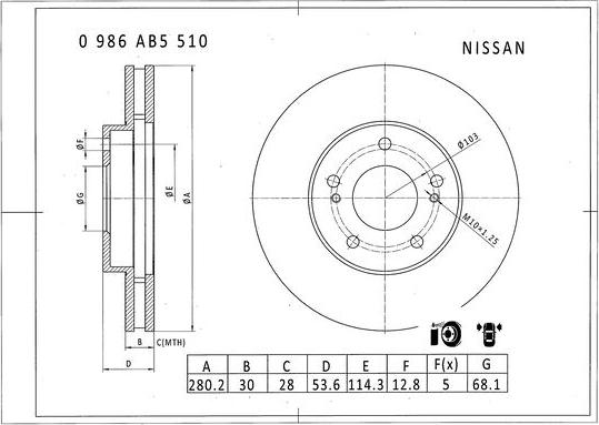 BOSCH 0 986 AB5 510 - Kočioni disk www.molydon.hr