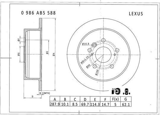 BOSCH 0 986 AB5 588 - Kočioni disk www.molydon.hr