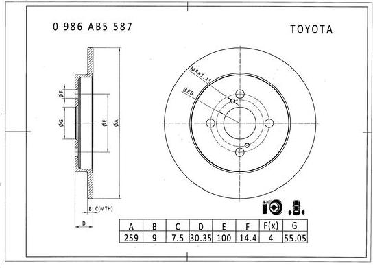 BOSCH 0 986 AB5 587 - Kočioni disk www.molydon.hr