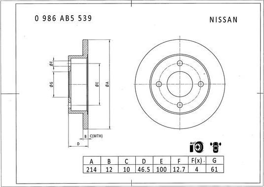 BOSCH 0 986 AB5 539 - Kočioni disk www.molydon.hr