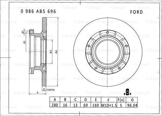 BOSCH 0 986 AB5 696 - Kočioni disk www.molydon.hr