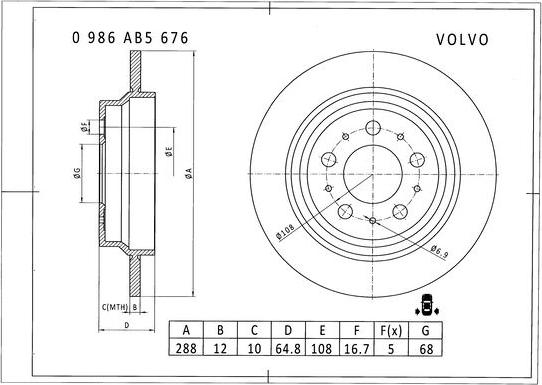 BOSCH 0 986 AB5 676 - Kočioni disk www.molydon.hr