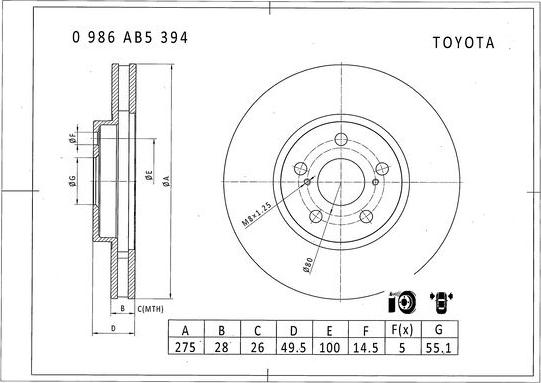 BOSCH 0 986 AB5 394 - Kočioni disk www.molydon.hr