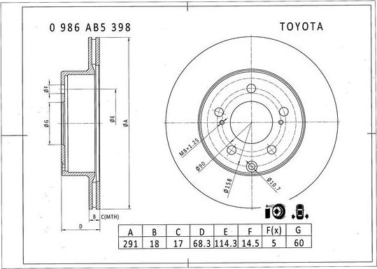 BOSCH 0 986 AB5 398 - Kočioni disk www.molydon.hr