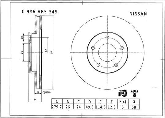 BOSCH 0 986 AB5 349 - Kočioni disk www.molydon.hr