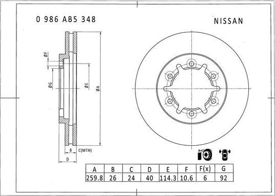 BOSCH 0 986 AB5 348 - Kočioni disk www.molydon.hr