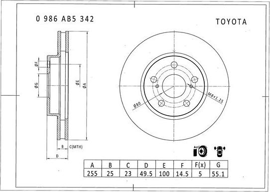 BOSCH 0 986 AB5 342 - Kočioni disk www.molydon.hr