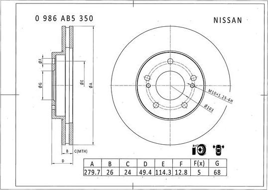 BOSCH 0 986 AB5 350 - Kočioni disk www.molydon.hr