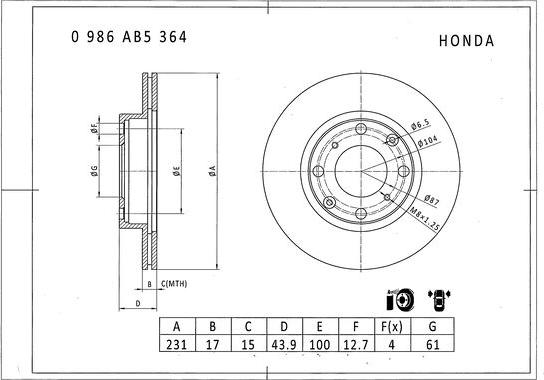 BOSCH 0 986 AB5 364 - Kočioni disk www.molydon.hr