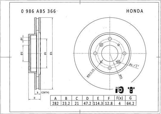 BOSCH 0 986 AB5 366 - Kočioni disk www.molydon.hr