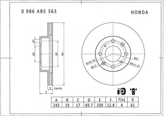 BOSCH 0 986 AB5 363 - Kočioni disk www.molydon.hr