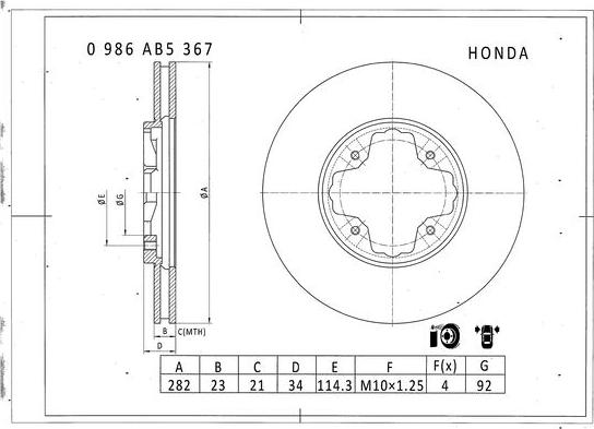 BOSCH 0 986 AB5 367 - Kočioni disk www.molydon.hr