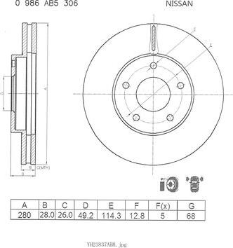 BOSCH 0 986 AB5 306 - Kočioni disk www.molydon.hr