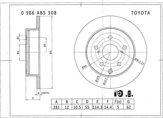 BOSCH 0 986 AB5 308 - Kočioni disk www.molydon.hr