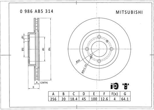 BOSCH 0 986 AB5 314 - Kočioni disk www.molydon.hr