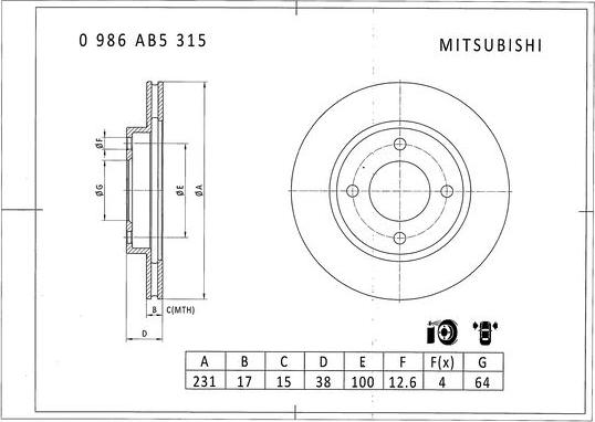 BOSCH 0 986 AB5 315 - Kočioni disk www.molydon.hr