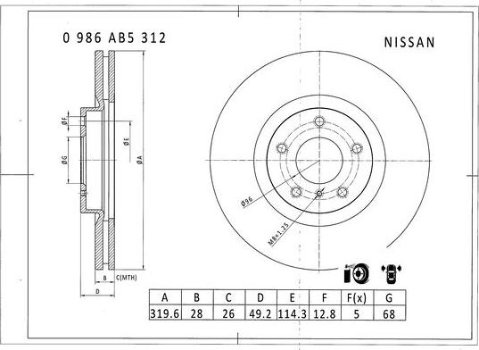 BOSCH 0 986 AB5 312 - Kočioni disk www.molydon.hr