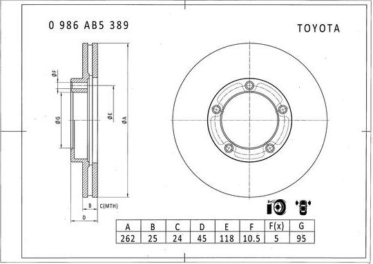 BOSCH 0 986 AB5 389 - Kočioni disk www.molydon.hr