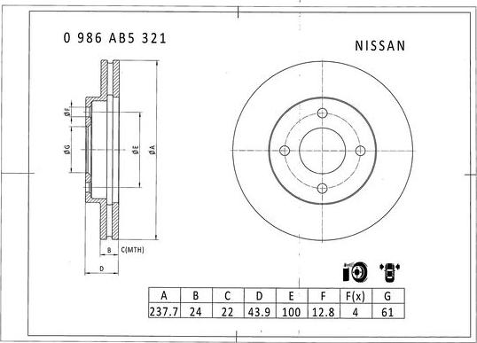 BOSCH 0 986 AB5 321 - Kočioni disk www.molydon.hr