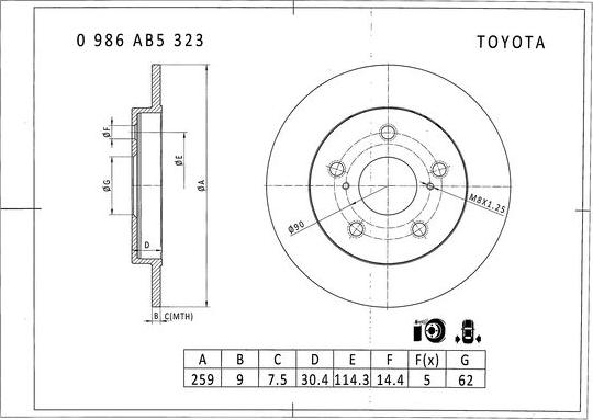 BOSCH 0 986 AB5 323 - Kočioni disk www.molydon.hr