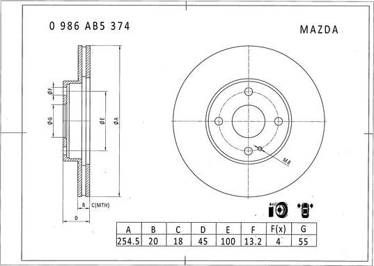 BOSCH 0 986 AB5 374 - Kočioni disk www.molydon.hr